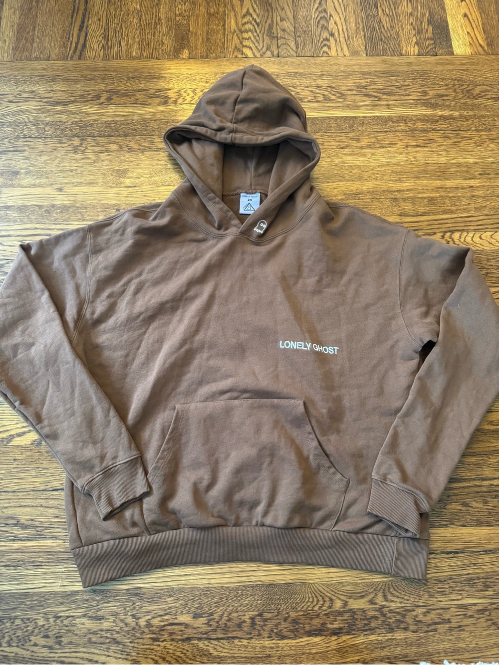 LONELY GHOST Brown Pullover Hoodie with Subtle Chest Logo
